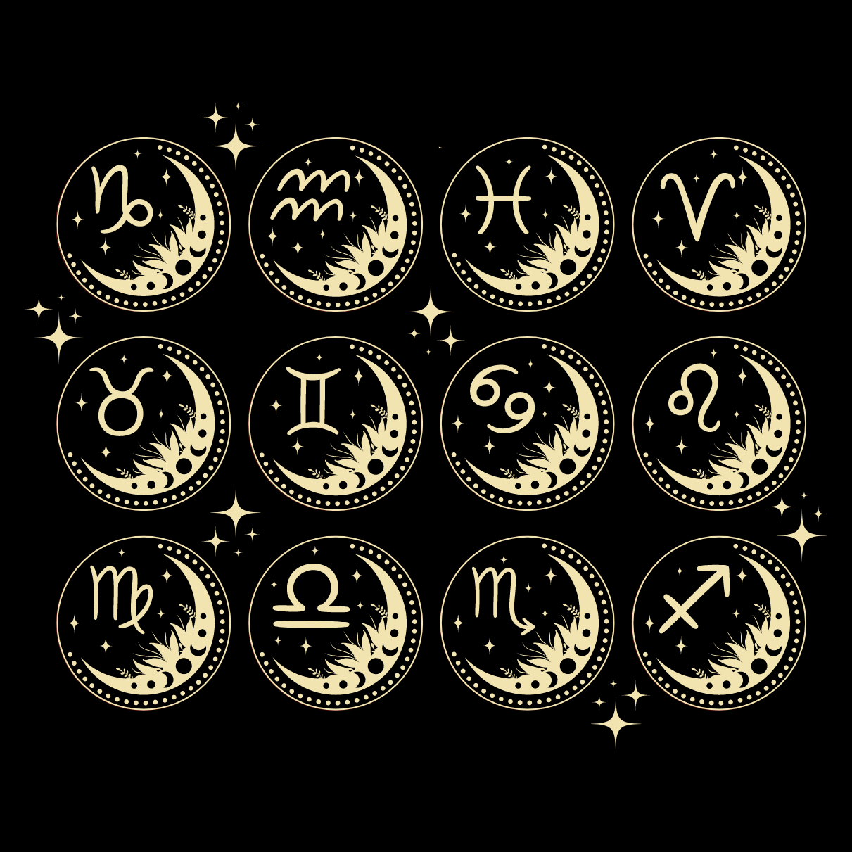 Zodiac Keychain with Gold Accents